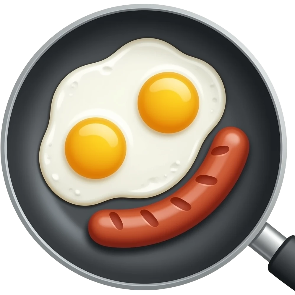 fried eggs for eyes sausage for a smile in a frying pan emoji
