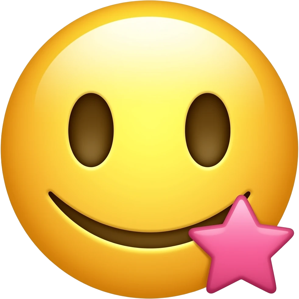 Um emoji com um pequeno detalhe rosa na parte inferior, não um coração, mas algo emoji