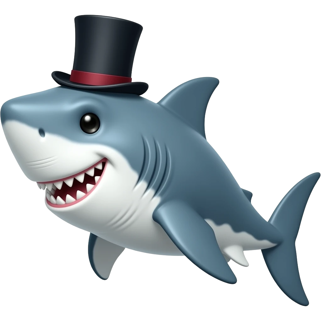 Shark with a top hat emoji