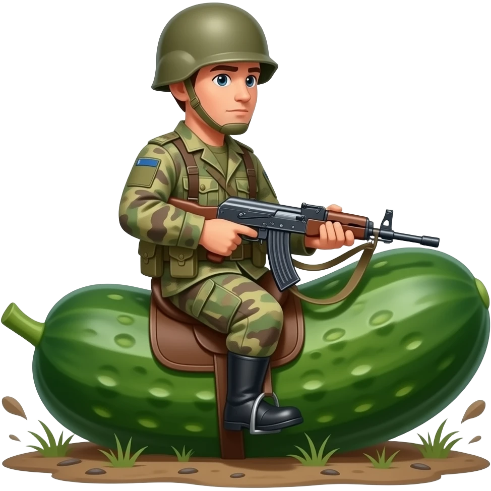 soldier riding a pickle into battle emoji