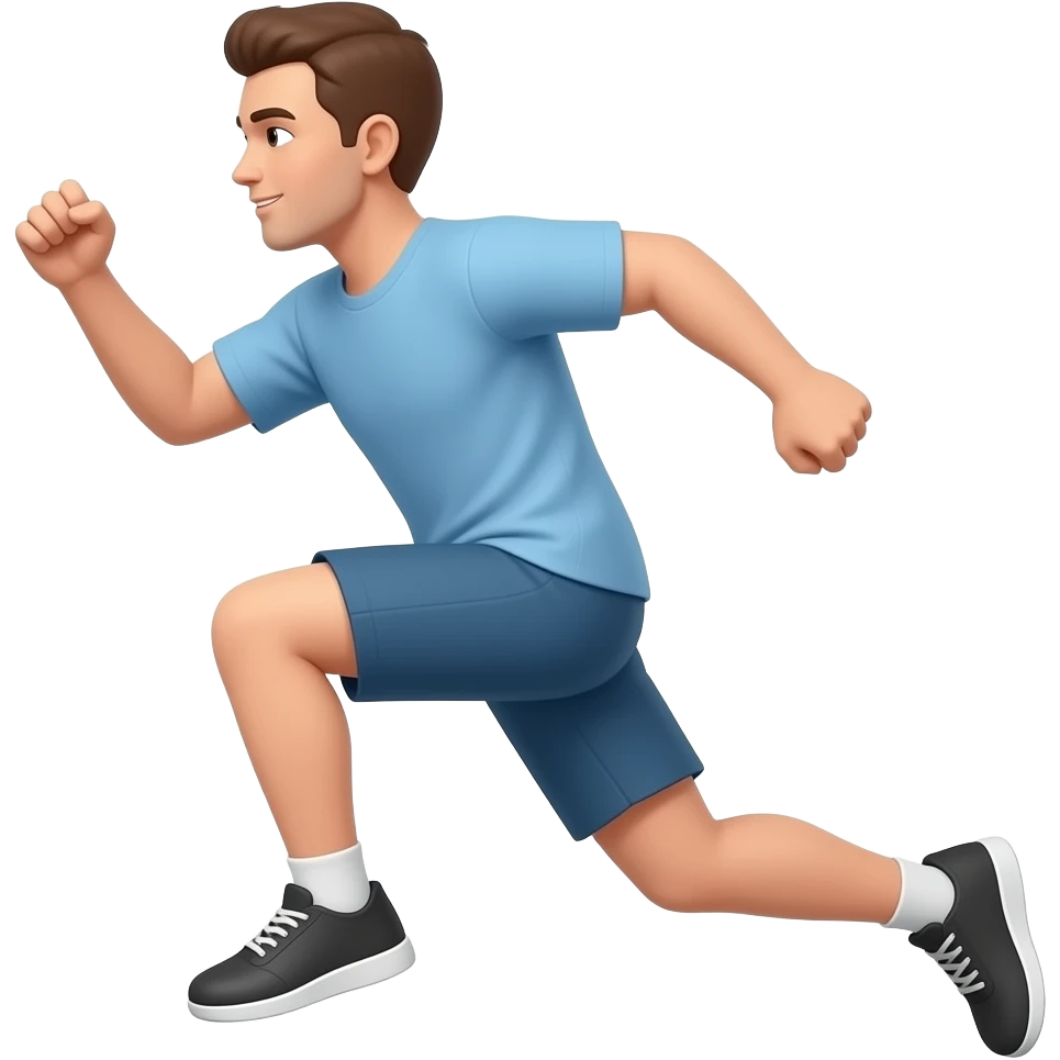 A man jumping facing left with both his knees up at the same level emoji