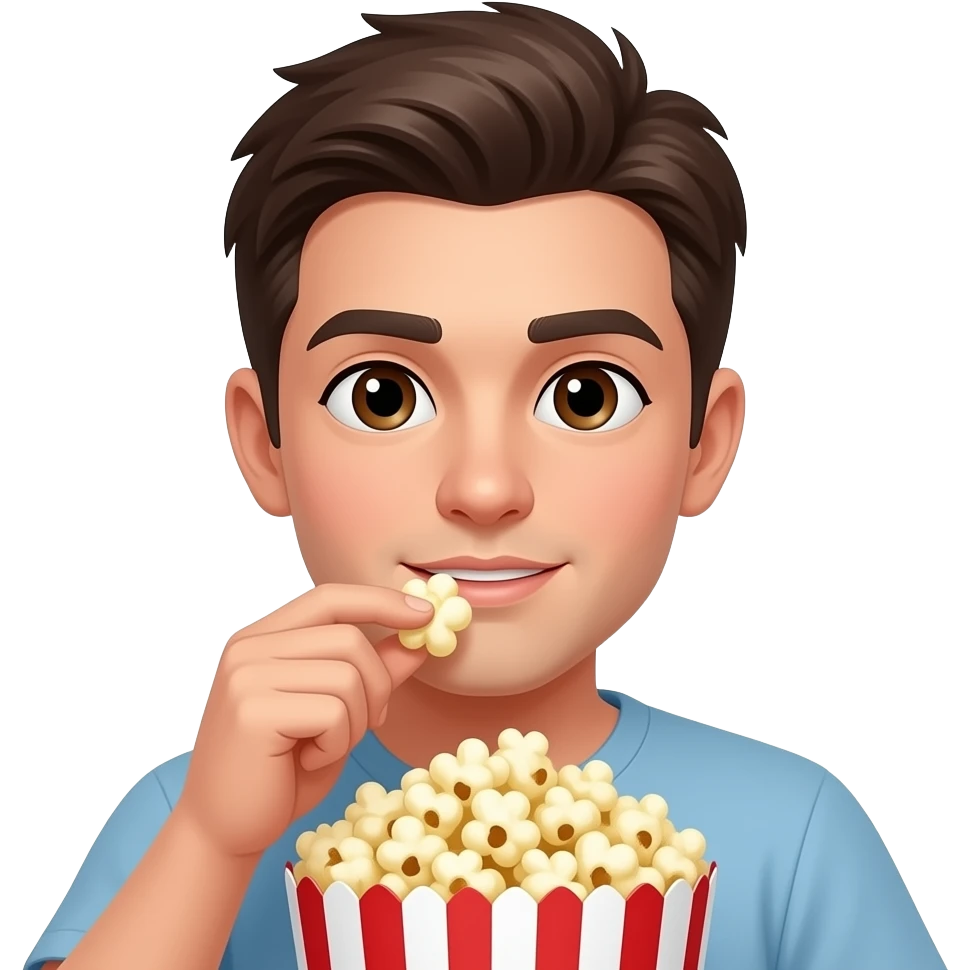 An emoji with it eating popcorn emoji