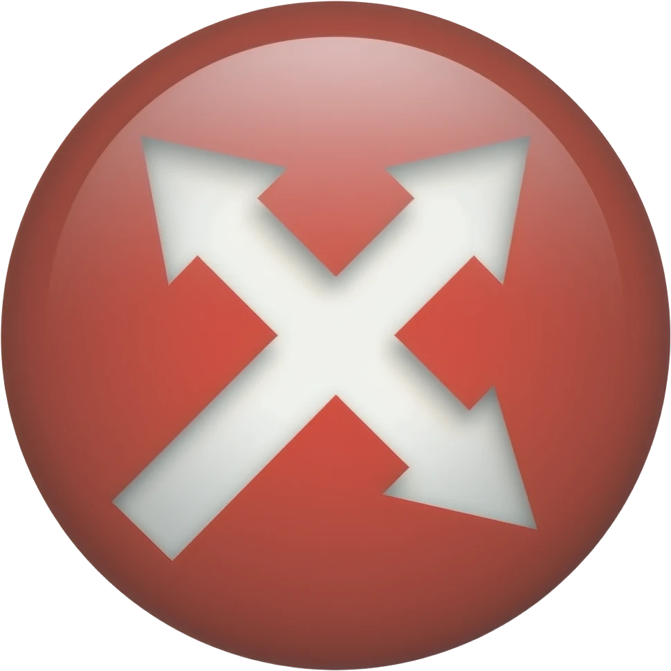 Red filled circle with white X, arrow on end points of CCTV cameras emoji