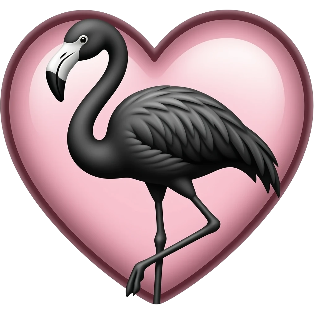 Black flamingo heart emoji