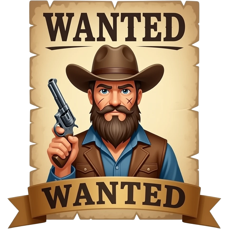 Wanted Cowboy hunter Poster emoji