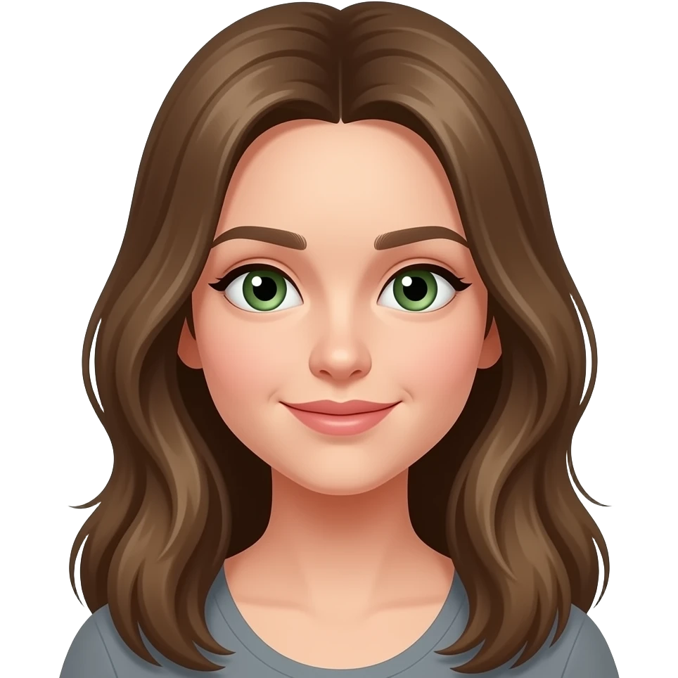 Girl with Long dark blond Hair and green eyes emoji