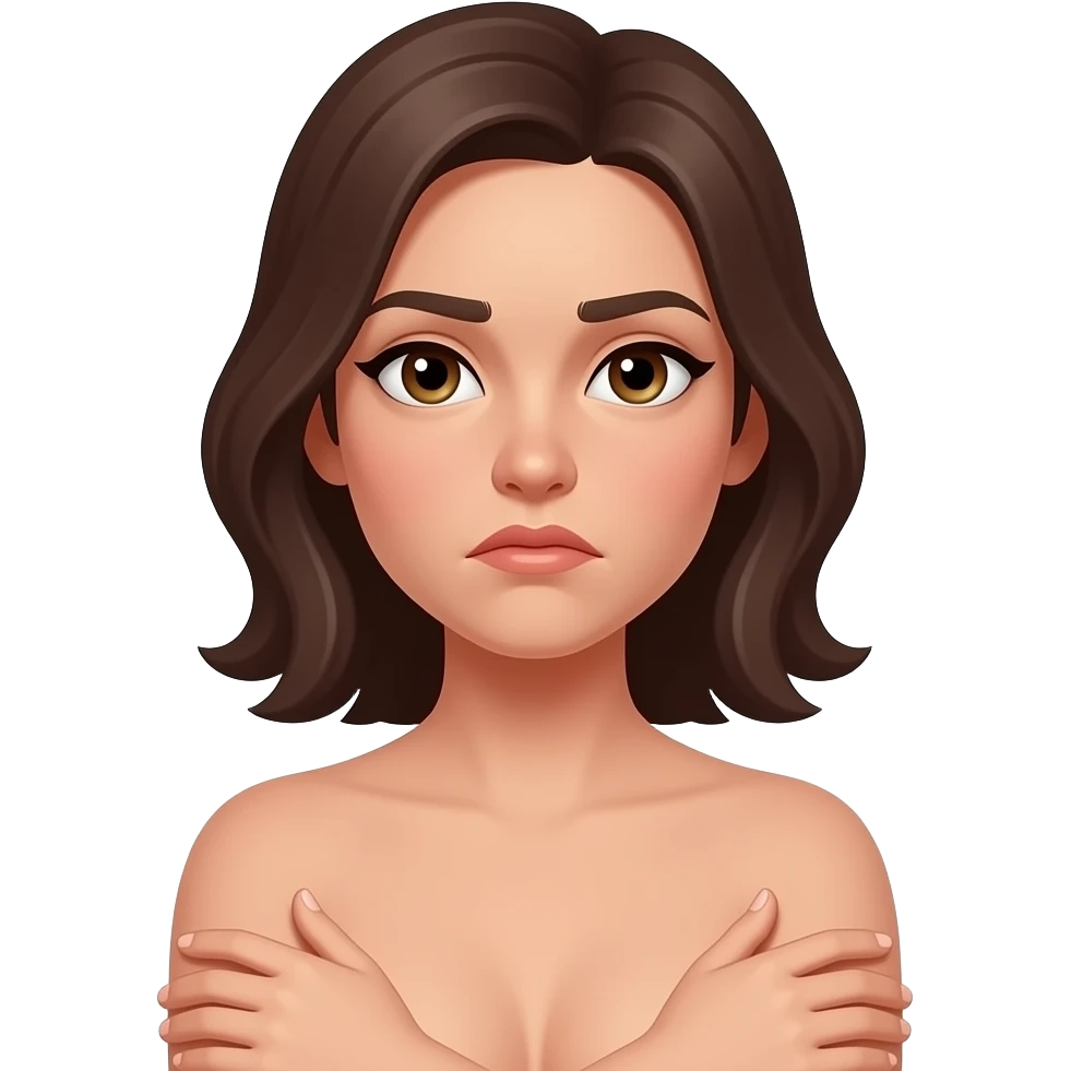 emoji of a naked shrugging woman that doesn't care emoji