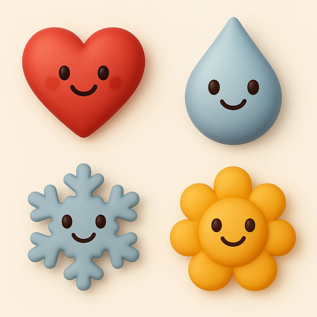 make four emojis in same style emoji