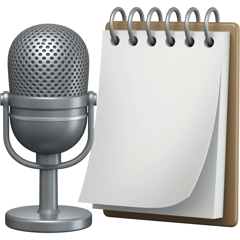 a minimalistic microphone and a notebook next to it emoji