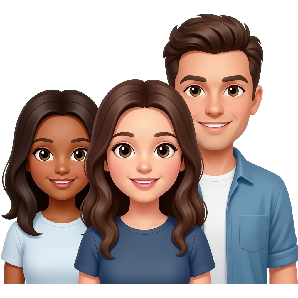 Two brunette girls and 1 brunette guy emoji