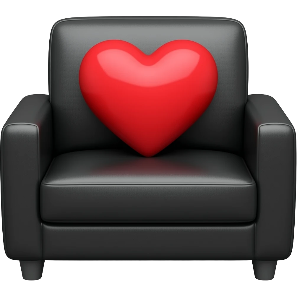 sofa noir pâle avec coussin en coeur rouge emoji