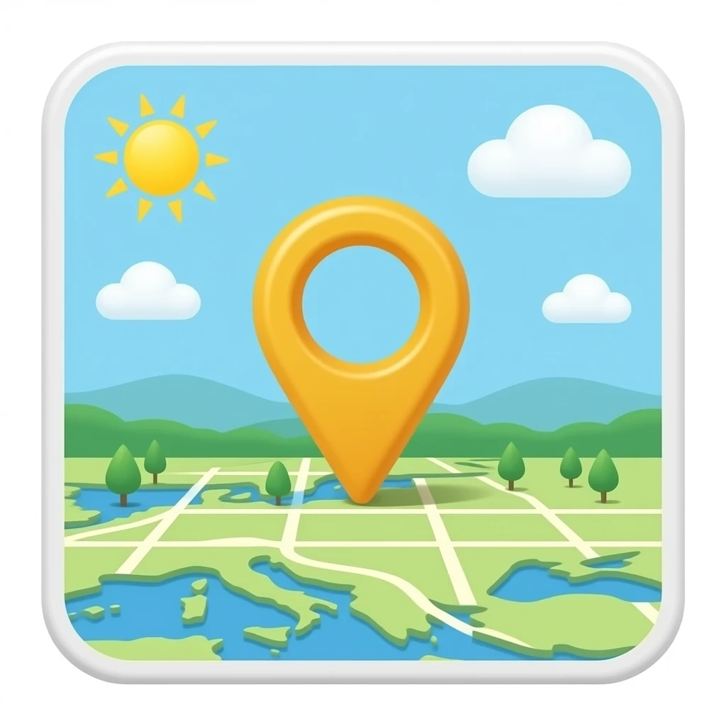 Mapa, con signo de ubicación arriba emoji