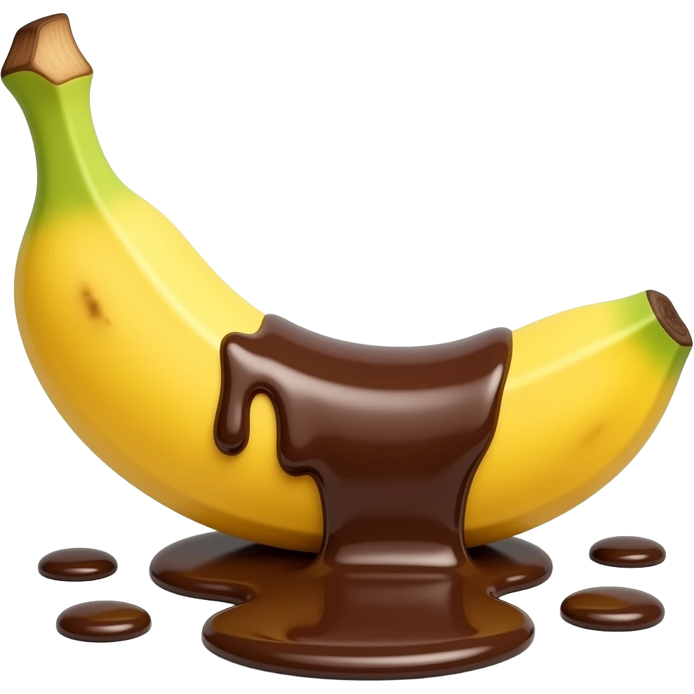 chocolate is flowing onto the clean banana emoji