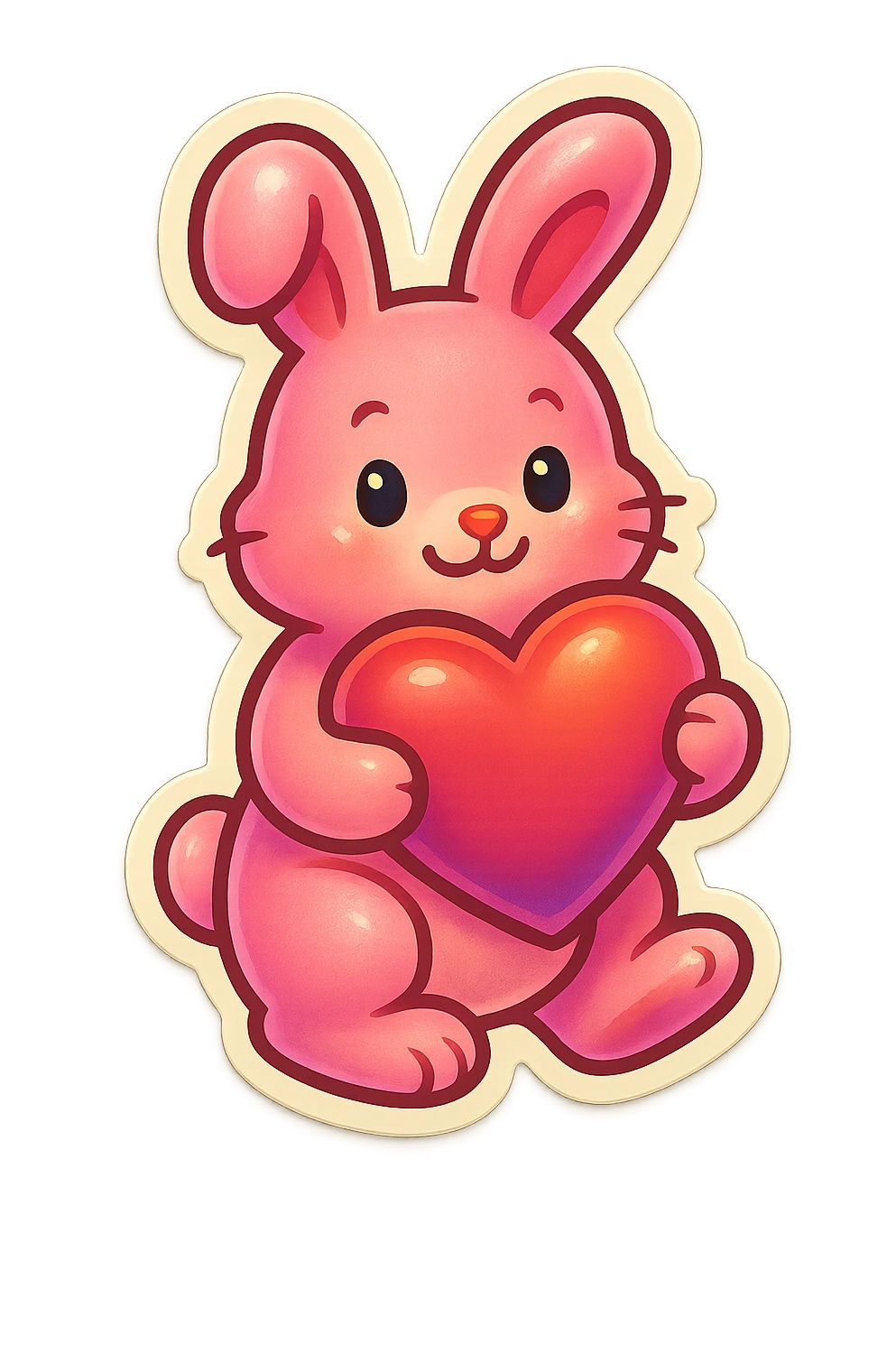 pink bunny holding heart emoji