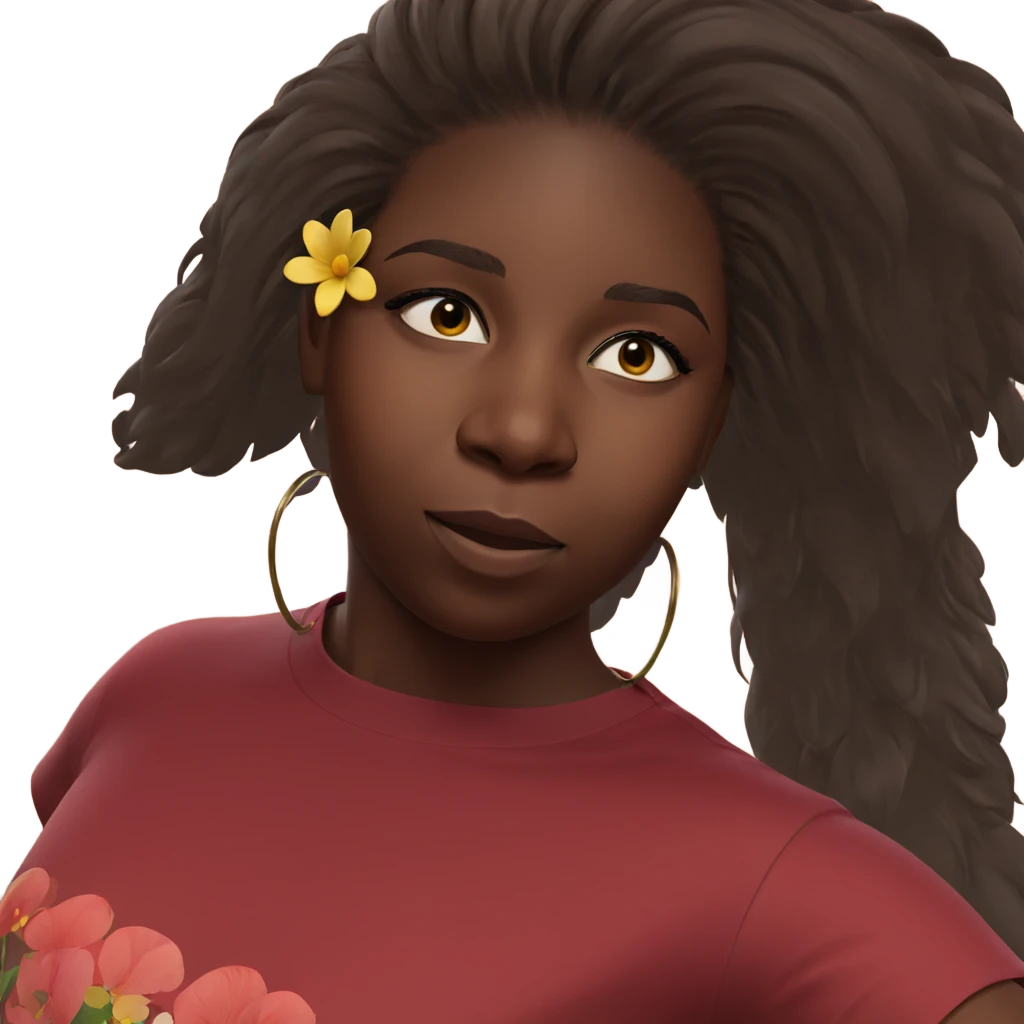dark-skinned girl with flowers emoji