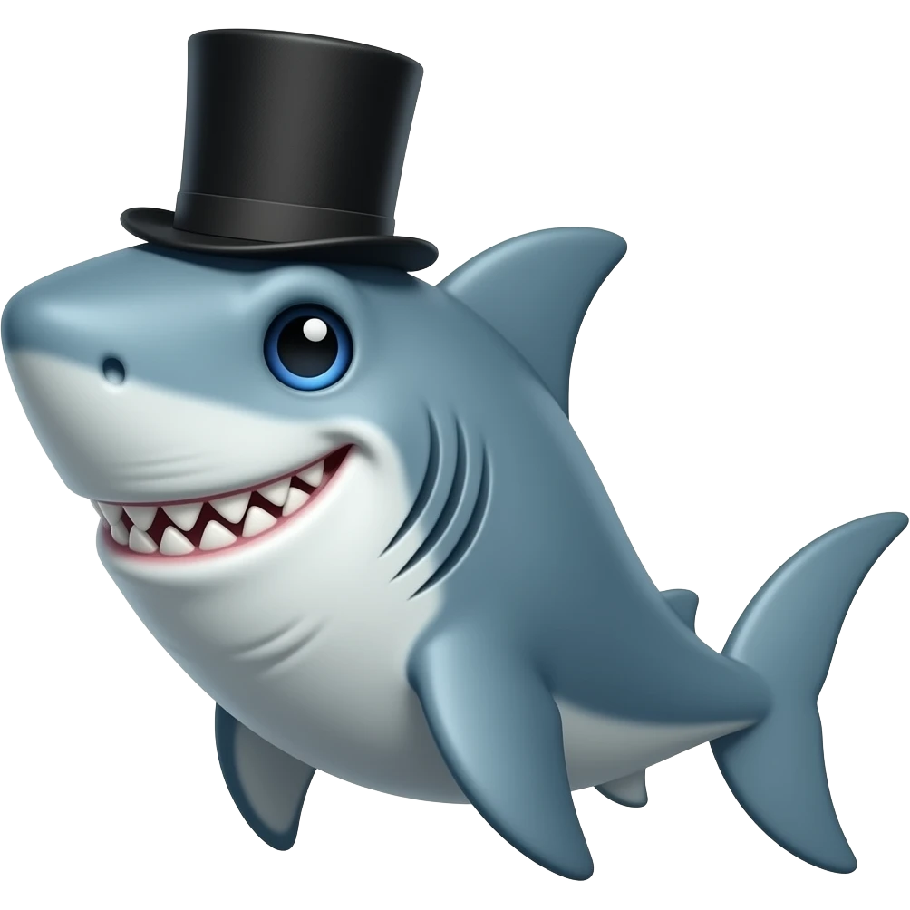 Shark with a top hat emoji