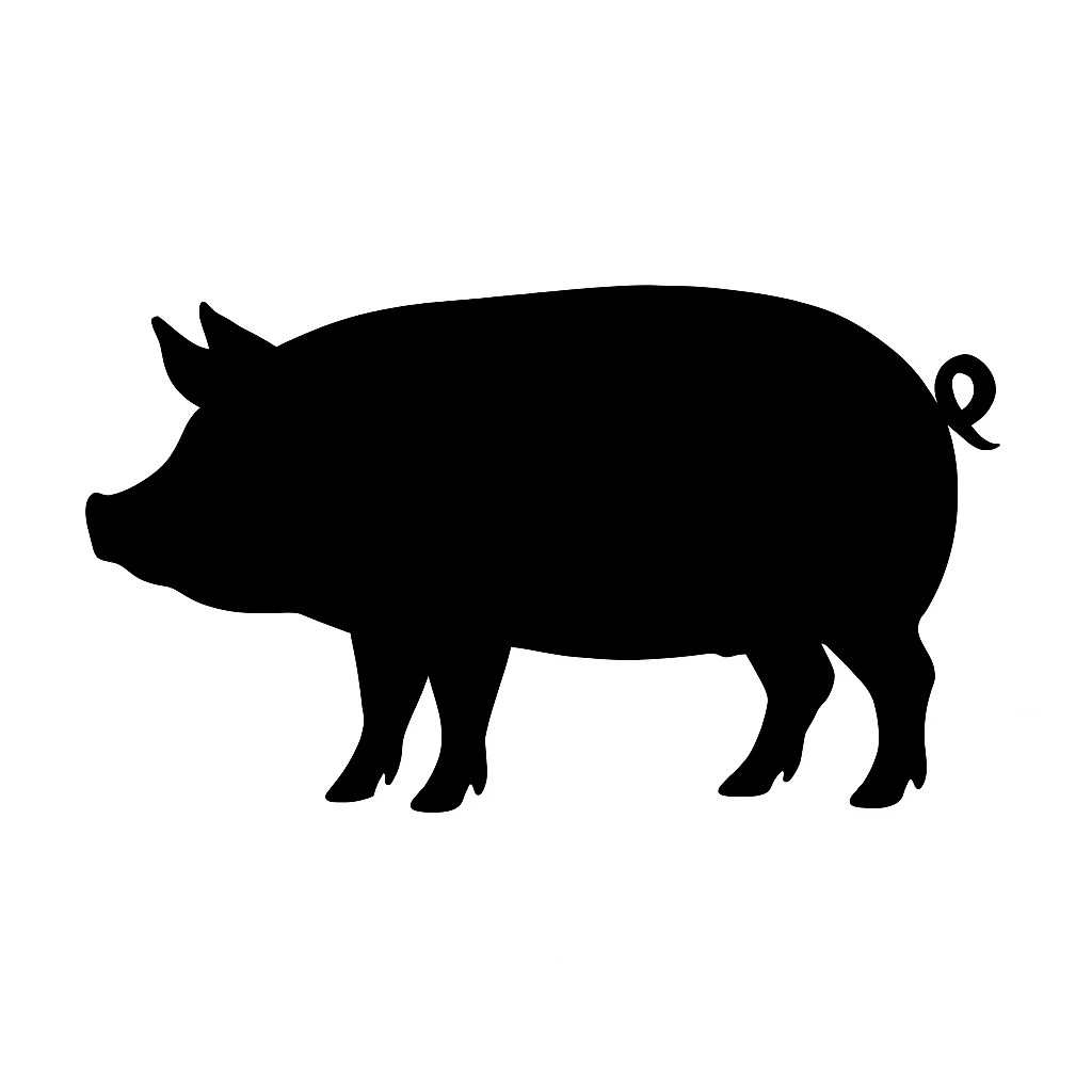 Pig black silhouette white background emoji