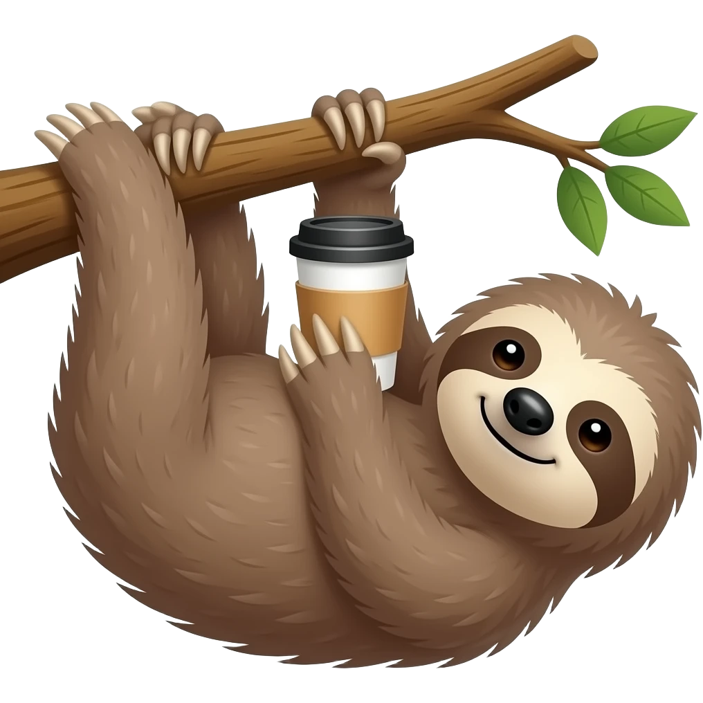 hanging sloth tree coffee emoji