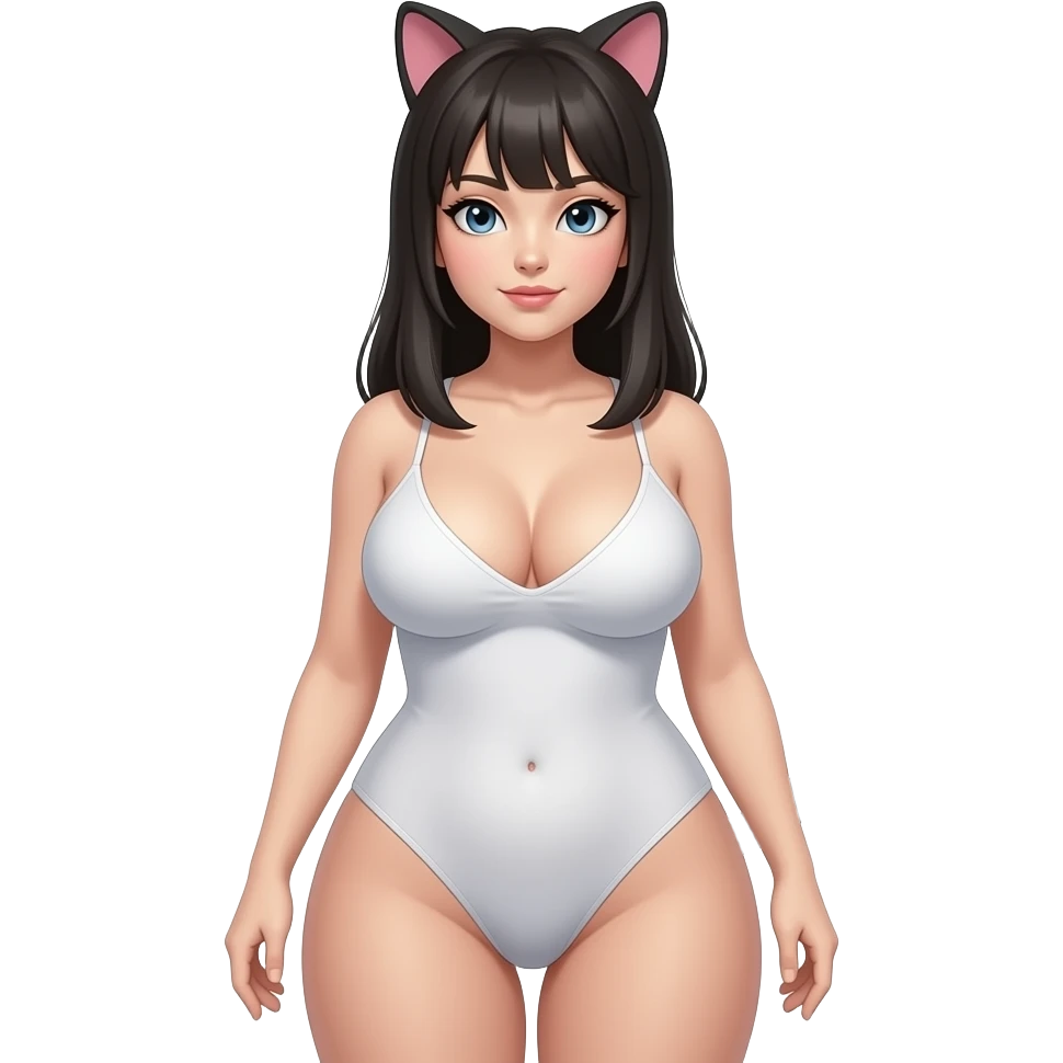 Big titsGirl wearing cat ears naked full body view emoji