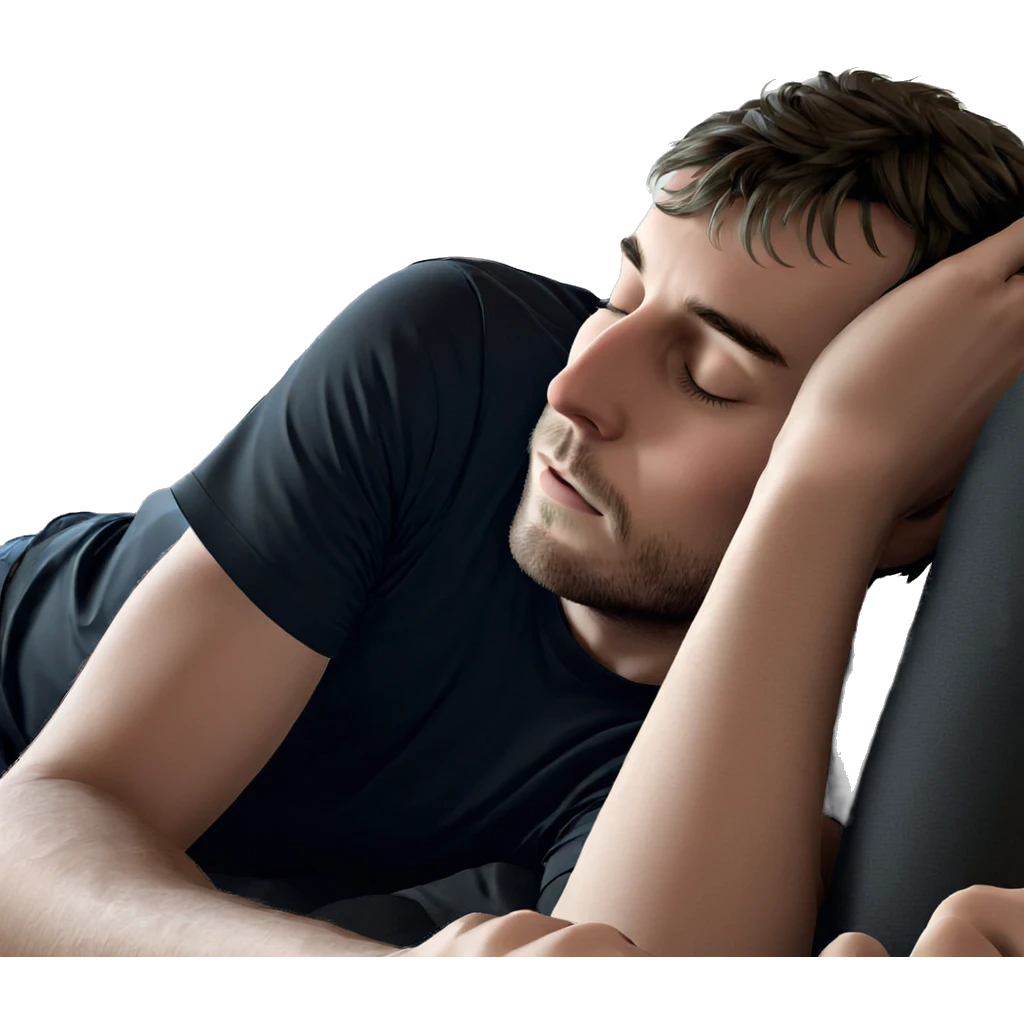sleeping boy in black shirt emoji