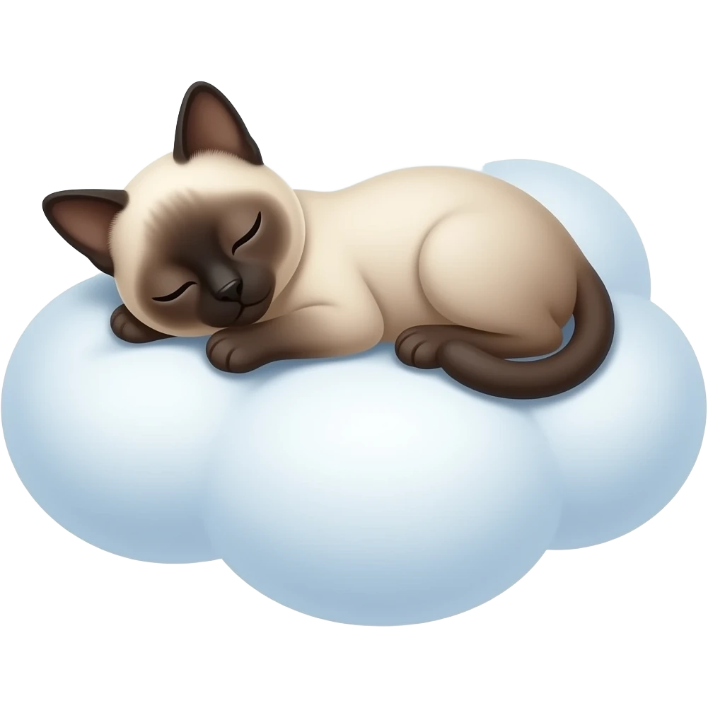 Siamese Cat sleeping on cloud emoji