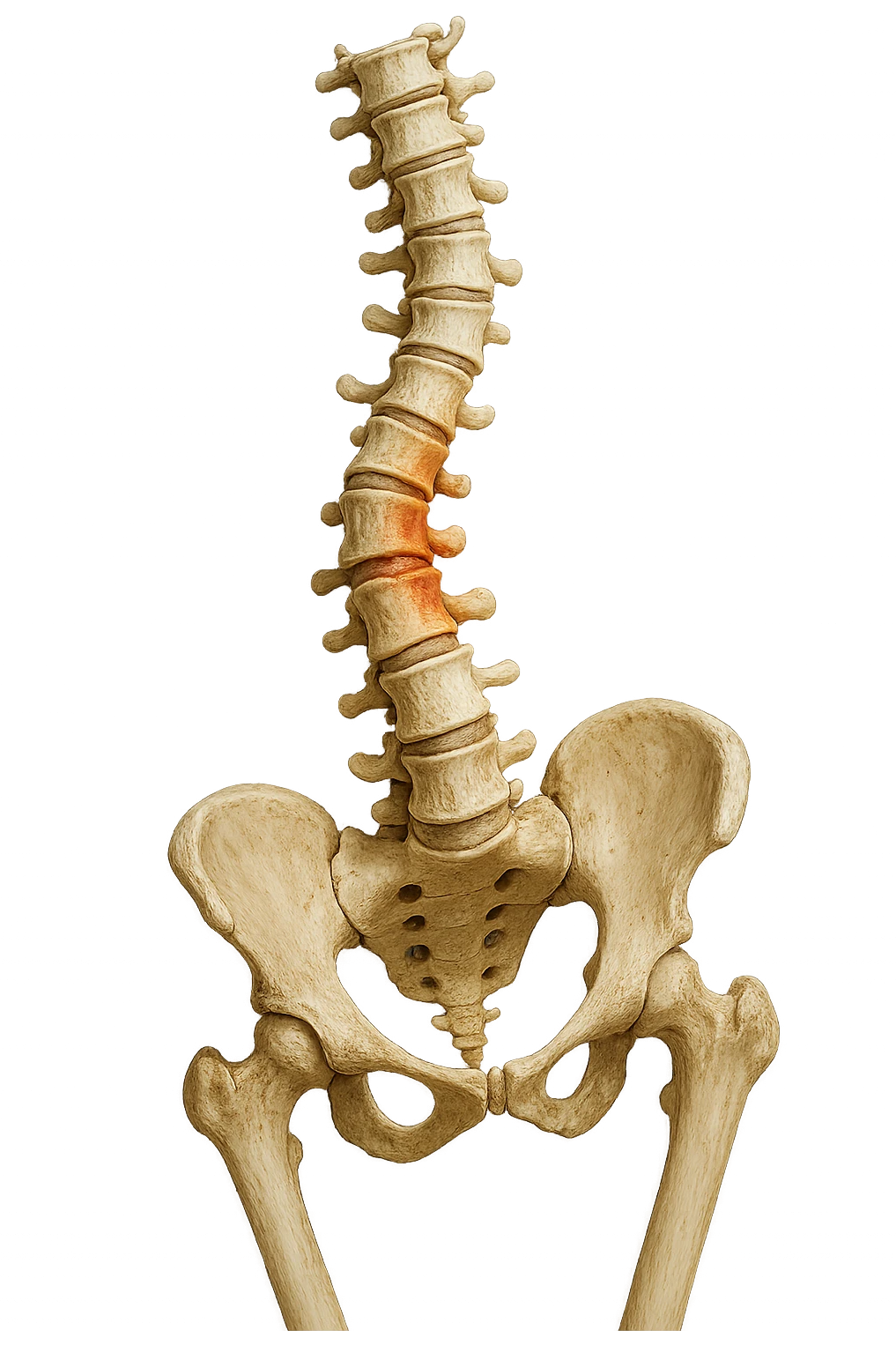 SPINA DORSALE STORTA E INFIAMMATA CON BACINO UMANO ANATOMICO REALISTICO INCLINATO, iperrealistica 4k emoji