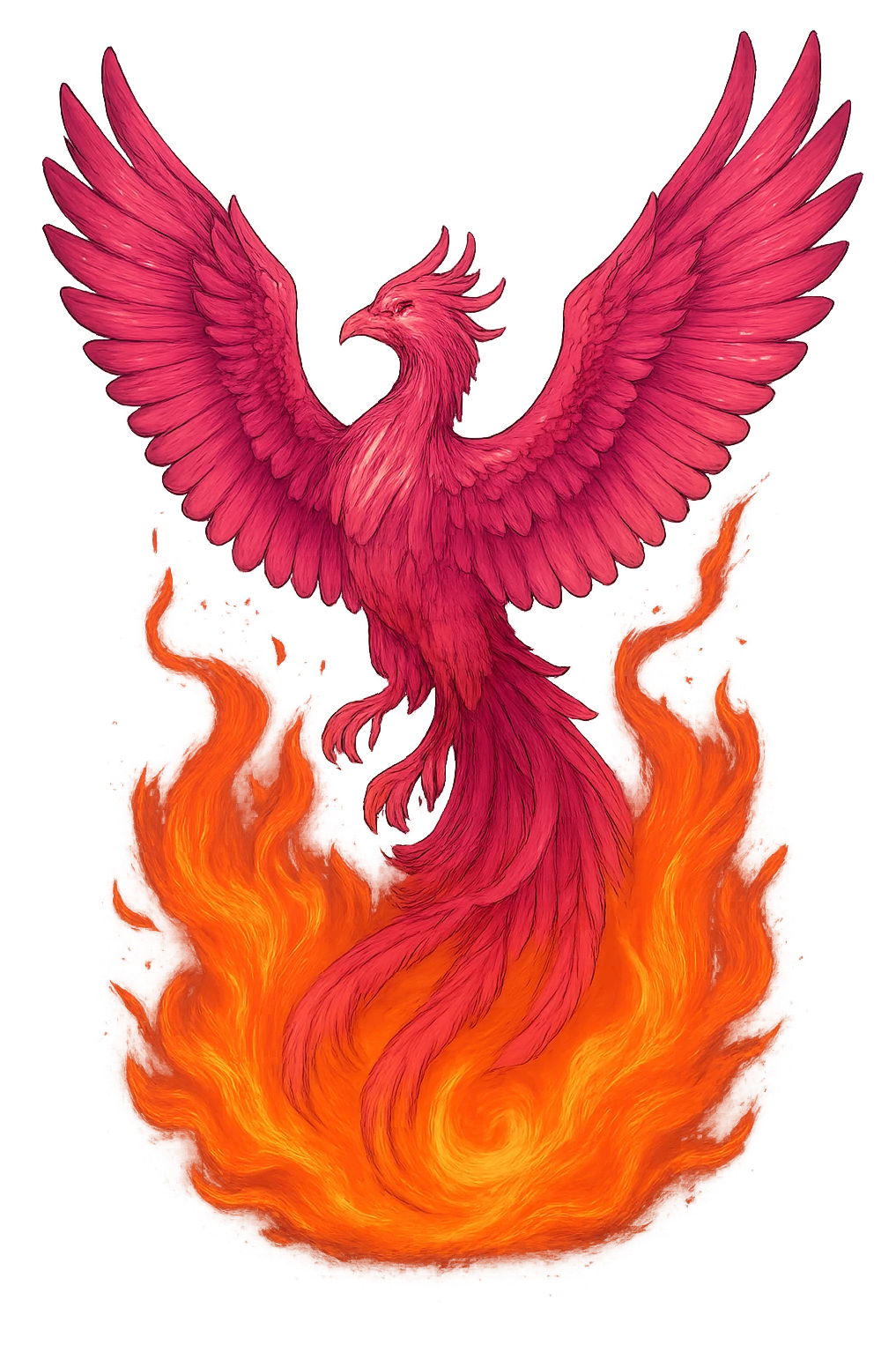 pink phoenix rising from flames emoji