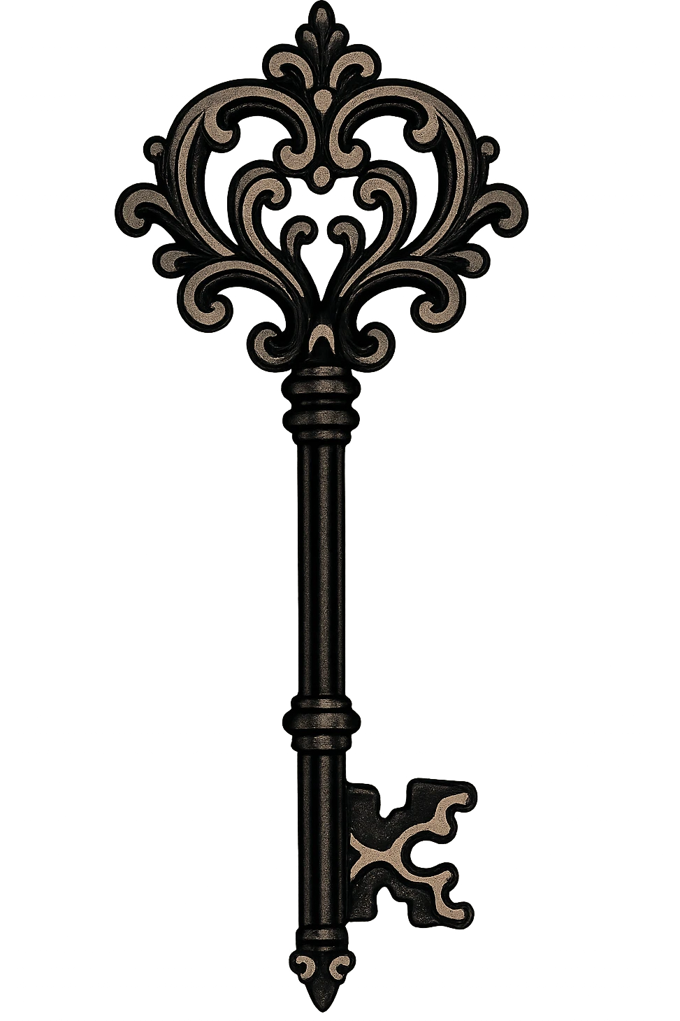 black and pink ornate key, no background emoji