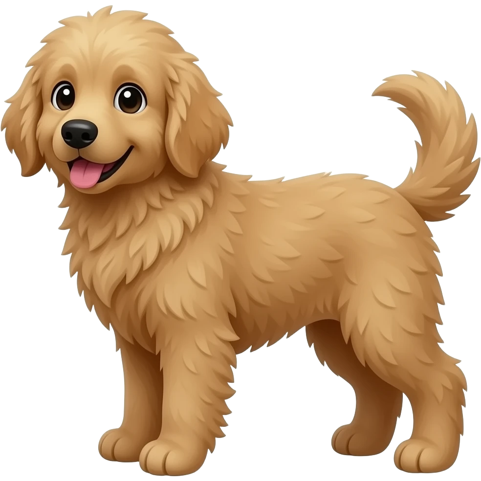 A black golden doodle and make it anime emoji