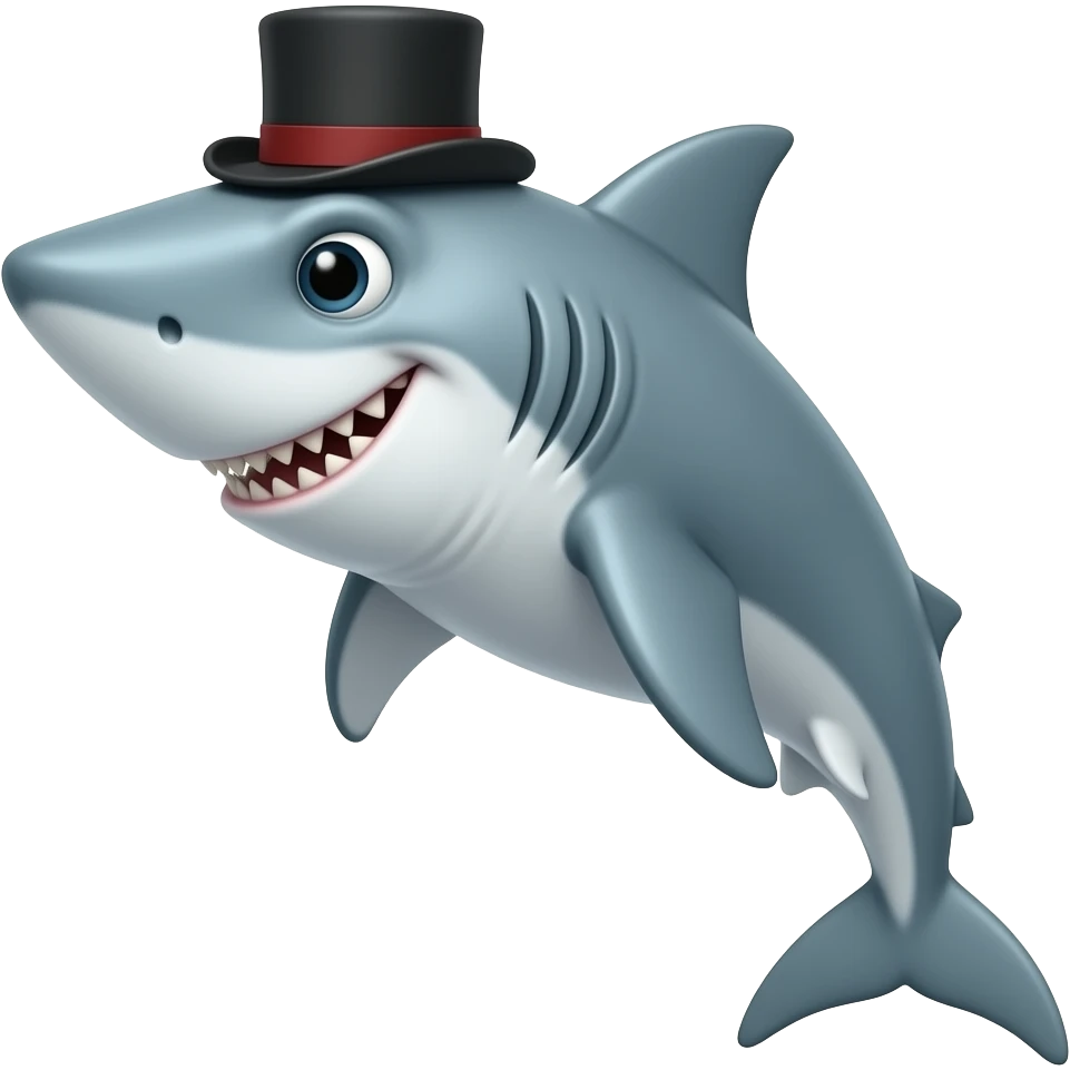Shark with a top hat emoji