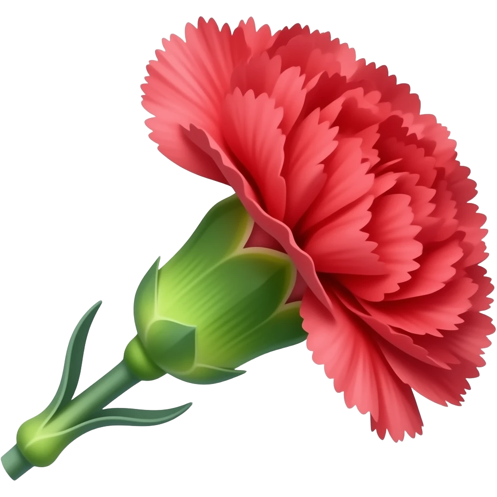 Carnation flower red from the side with the green emoji
