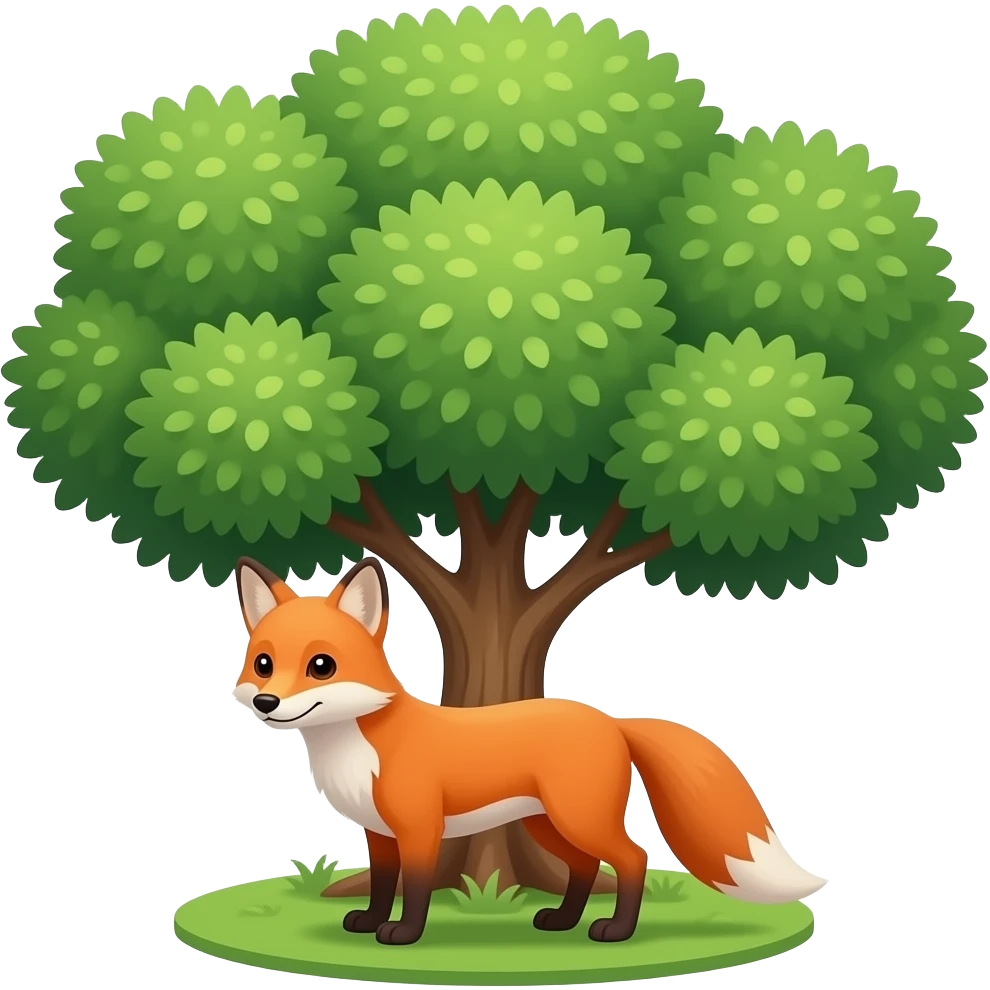 Fox under a tree emoji