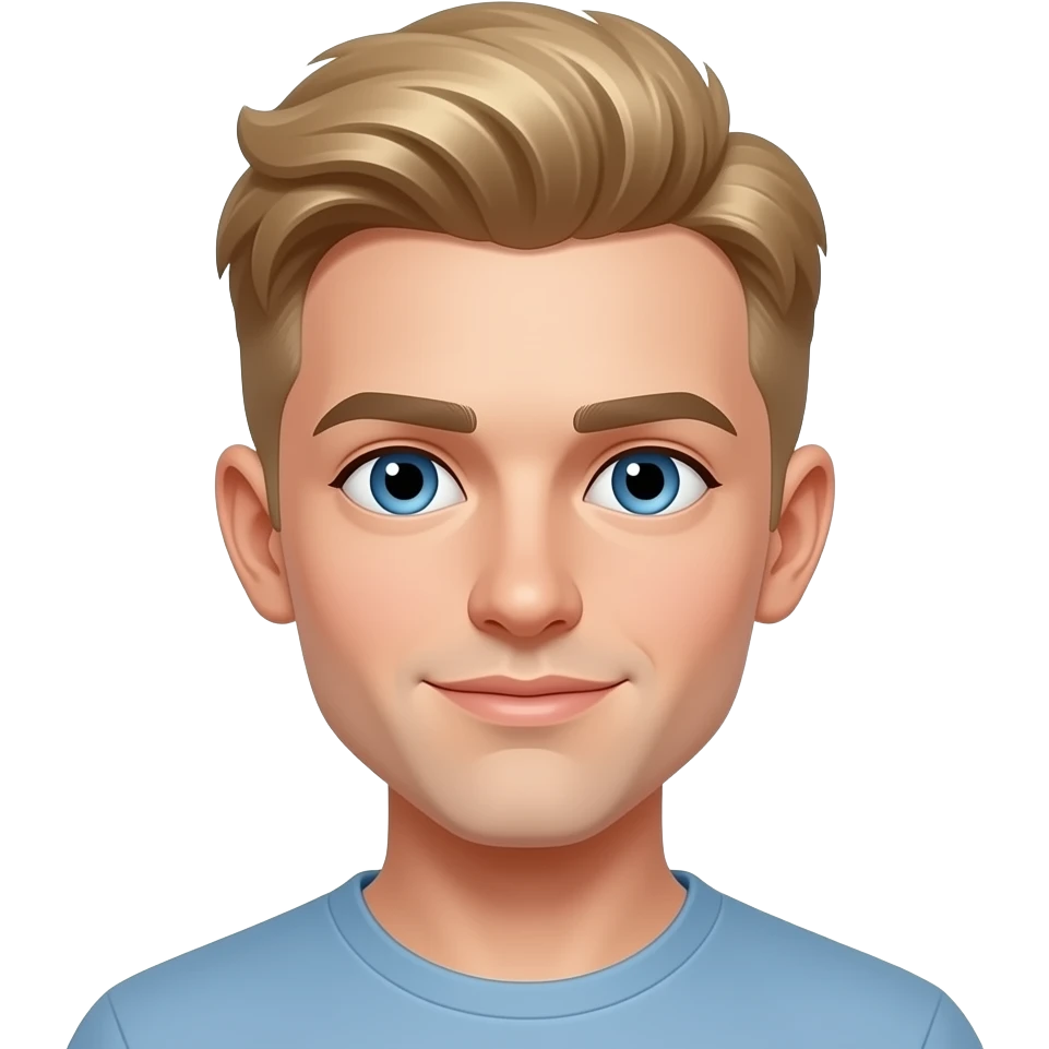 jeune homme blond aux yeux bleus avec une coupe de cheveux sabot 16 emoji
