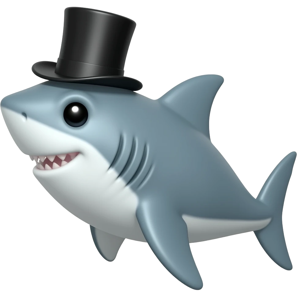 Shark with a top hat emoji