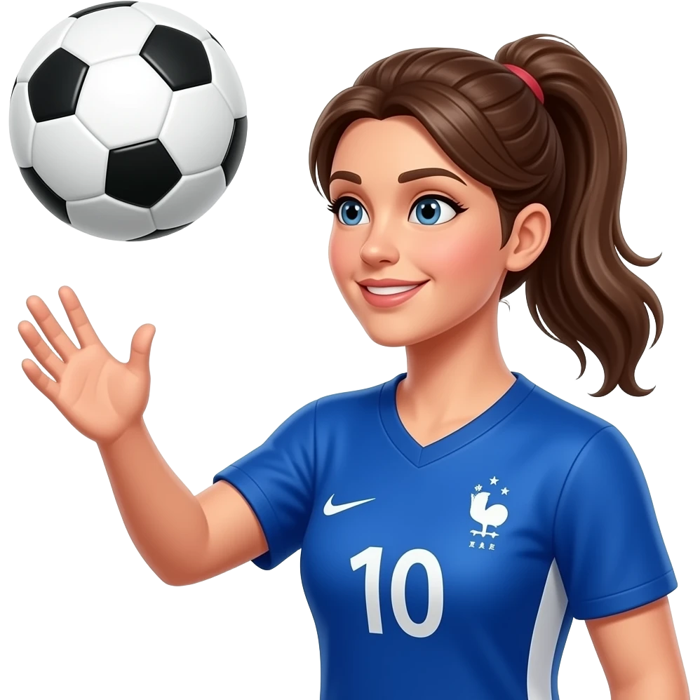 A woman playing French soccer who chest-traps the ball emoji