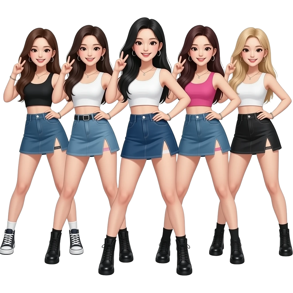 KPOP GROUP DANCING, 5 MEMBERS WITH MINI MICRO SKIRT(SHOWING HER PANTIES) AND MINI MICRO TOP emoji
