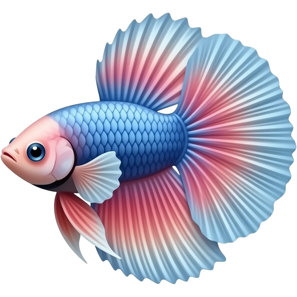 pink and blue and white beta fish swimming emoji