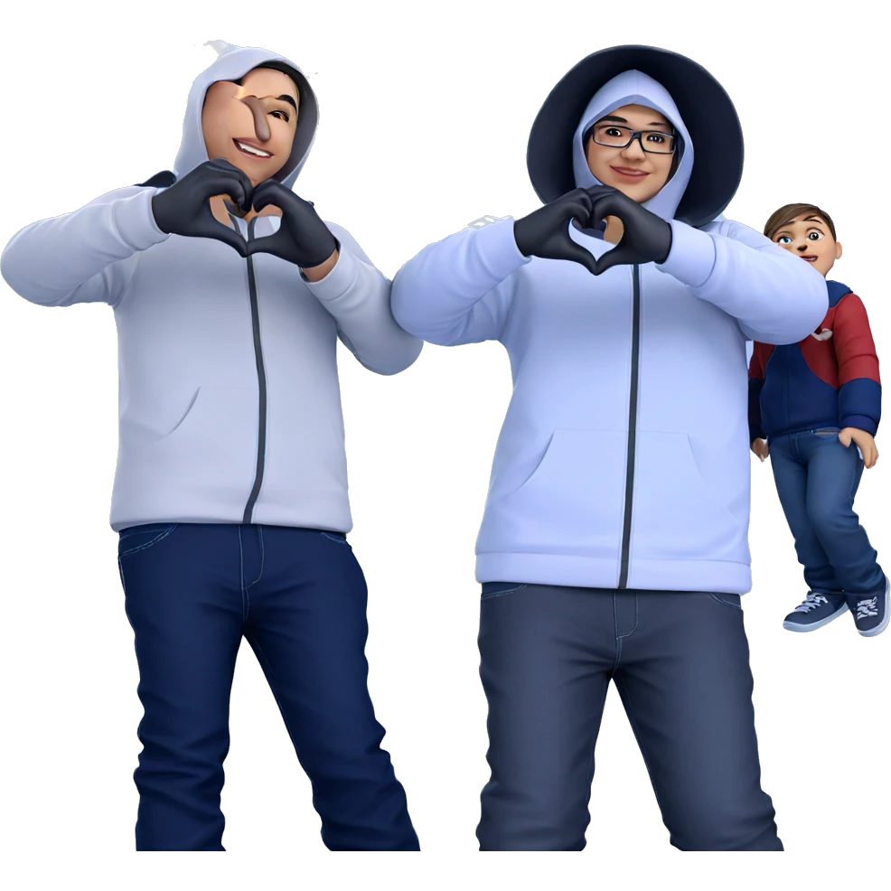 boys making heart with hands emoji