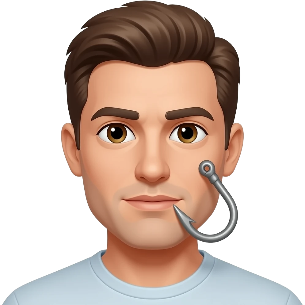 a guy with a fishing hook in his face emoji