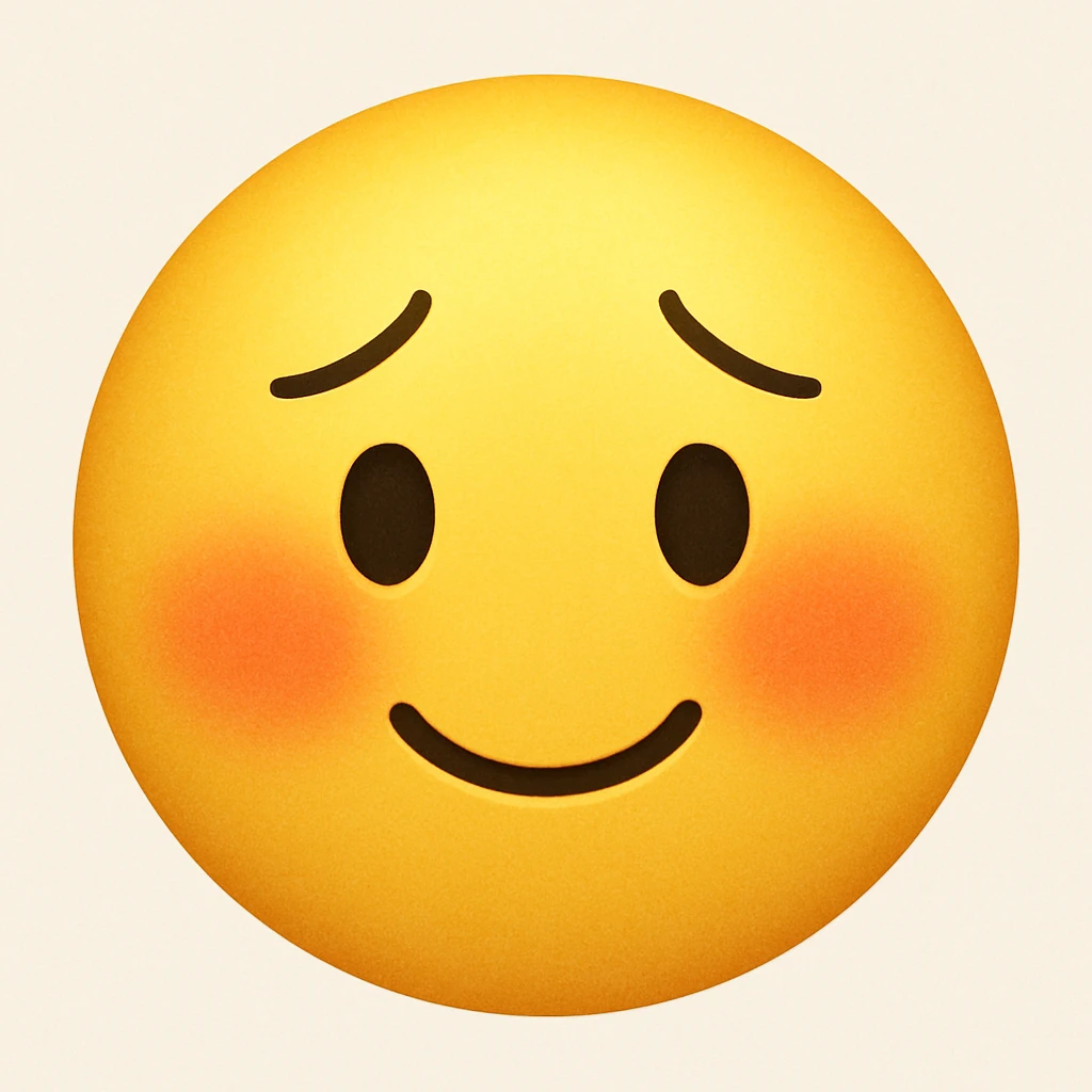 yellow emoji with a bashful face emoji