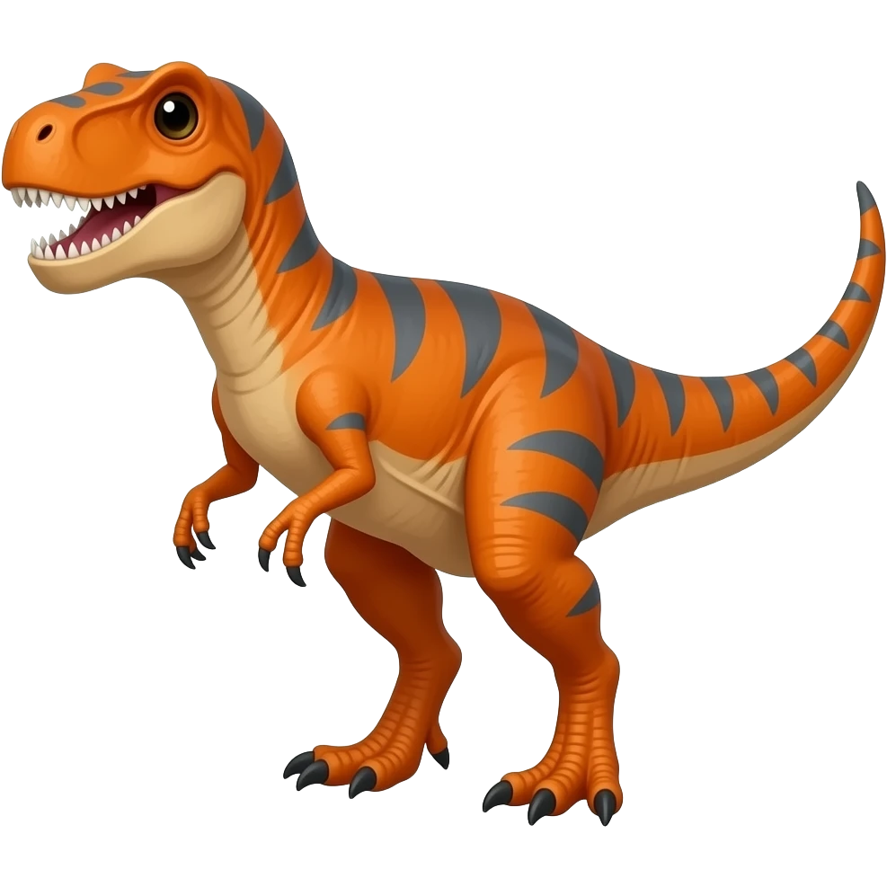 Un Velociraptor naranja con patrones grises emoji