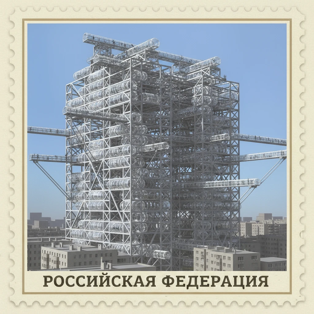 Замени изображение внутри марки на капсульный дом-коммуну конструктивизм 1920-е годы, из произведения "Мы" замятина

 emoji