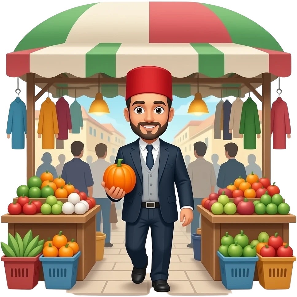 algerian man takes an orange from store emoji