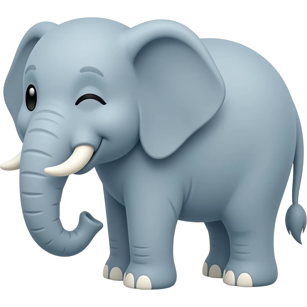 complete elephant happy wink eye emoji