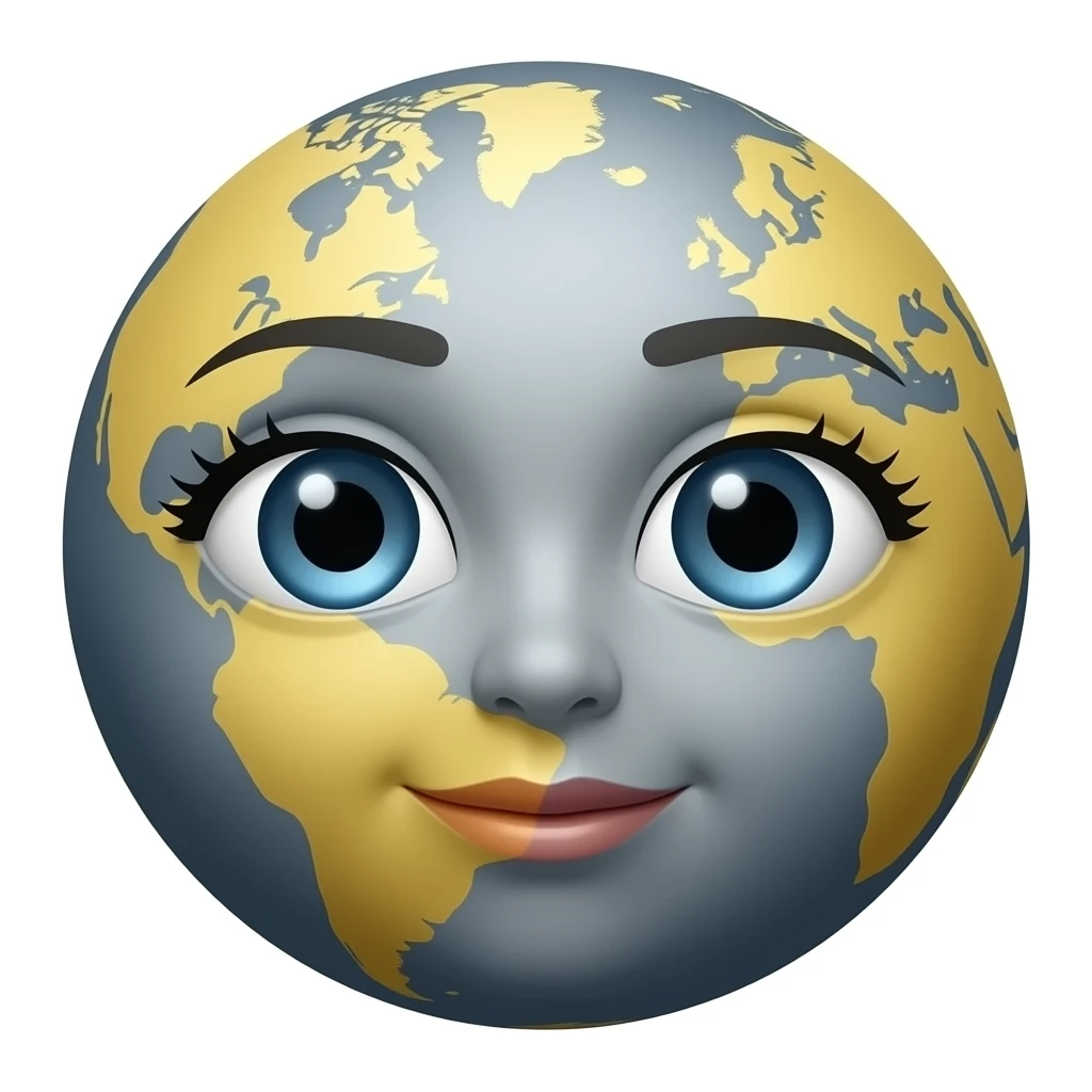 The planet Mercury with girl eyes and mouth emoji