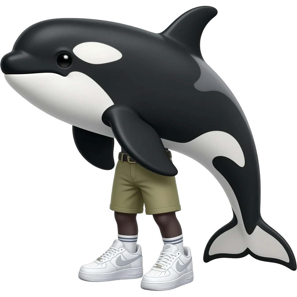 Orca 🫍 con zapatos Nike air force blancos emoji