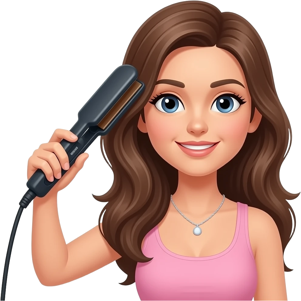 woman using hair straightener emoji