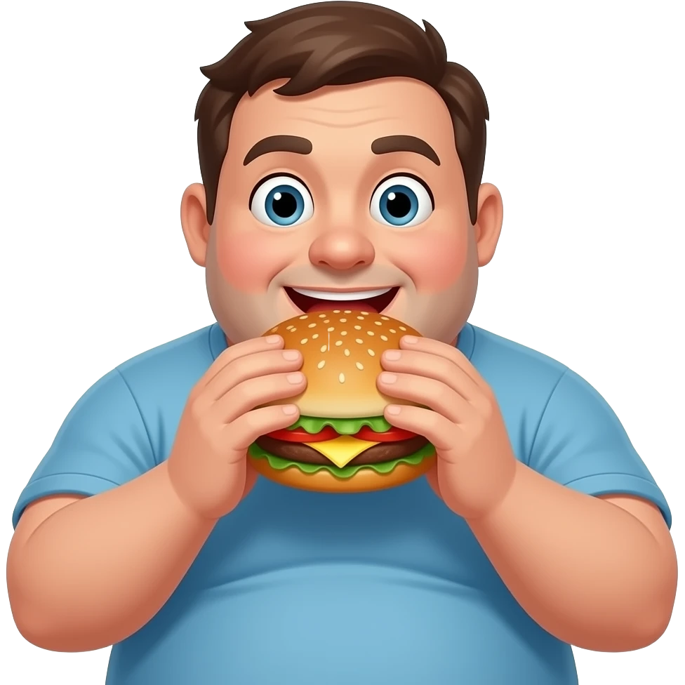 Obese man eating a hamburger emoji