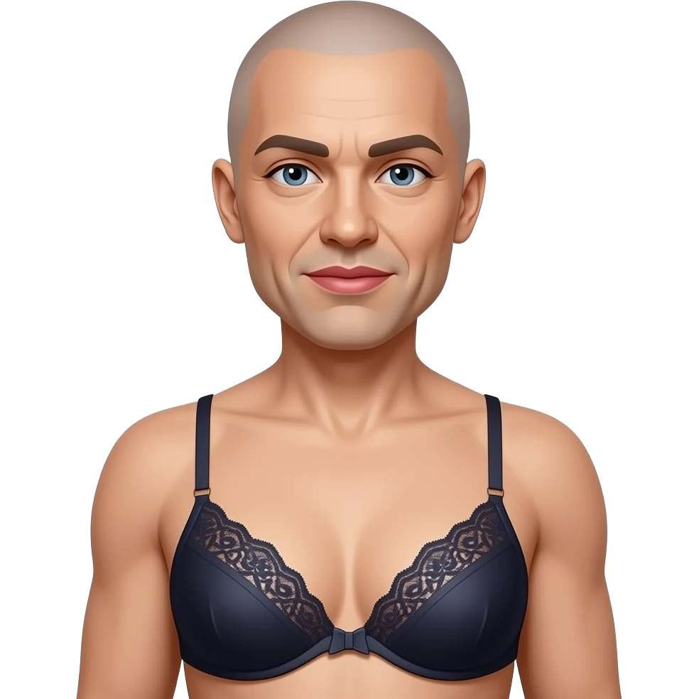 bald lipstick 40yrs old bra with flat chest crossdress feminized emoji