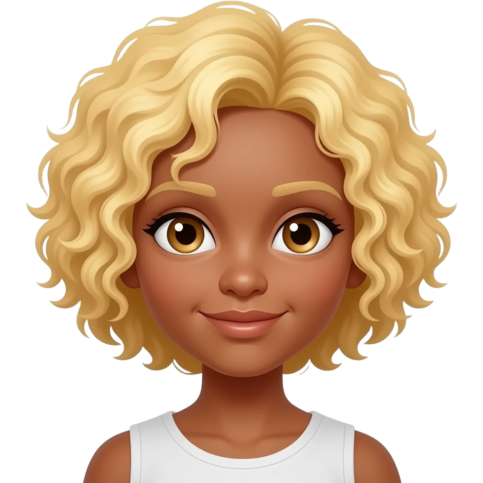 Tan girl with short curly blonde hair emoji